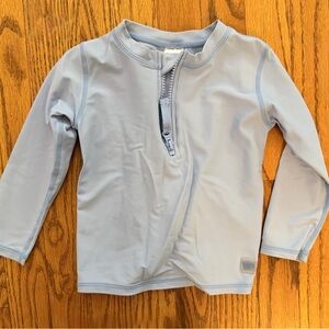 Rugged Butts Light Blue Kids Long Sleeve Zip Rash Guard - 2T